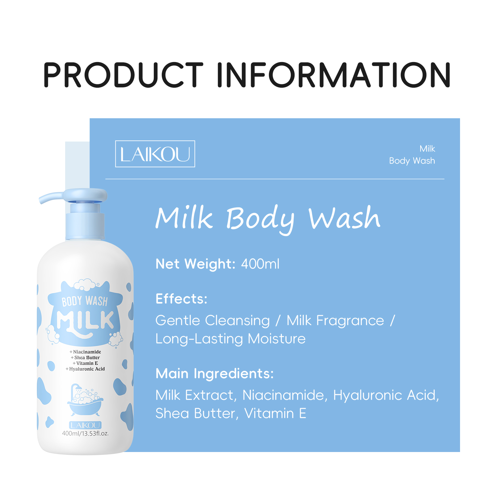 LAIKOU 400ml Milk Body Wash, G - огляд і ціна Salicylic Acid Cleanser